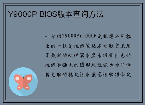 Y9000P BIOS版本查询方法
